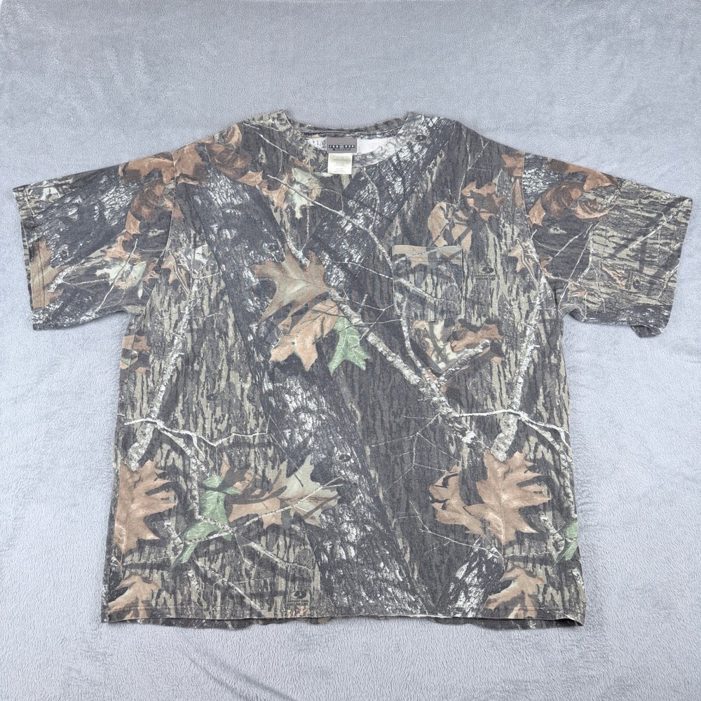 Vintage Jerzees Outdoors Mossy Oak Break-Up Camo Pocket T-Shirt Mens 3XL Cotton